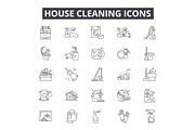 House cleaning line icons for web