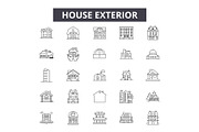 House exterior line icons for web