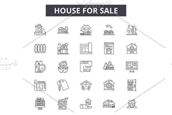 House for sale line icons for web