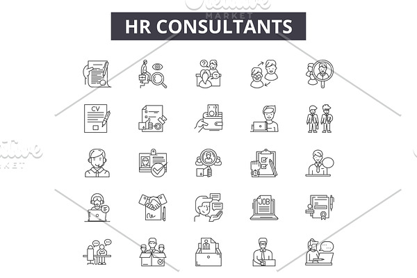 Hr consultants line icons for web