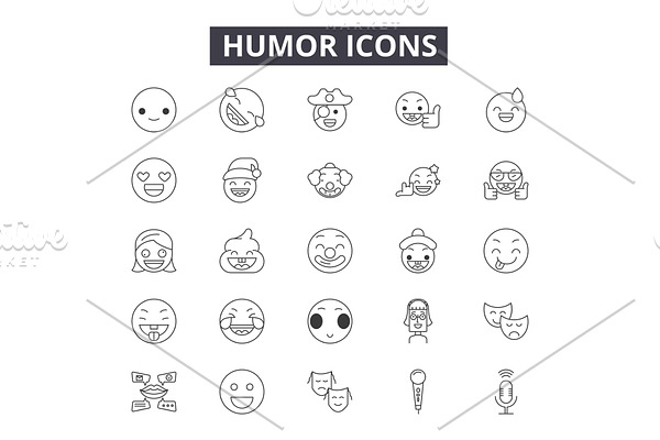Humor line icons for web and mobile