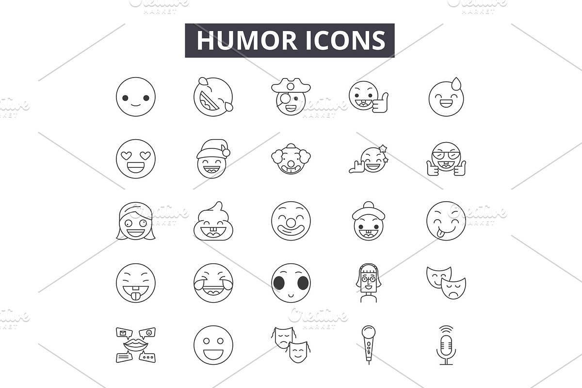 Humor line icons for web and mobile in Illustrations - product preview 8