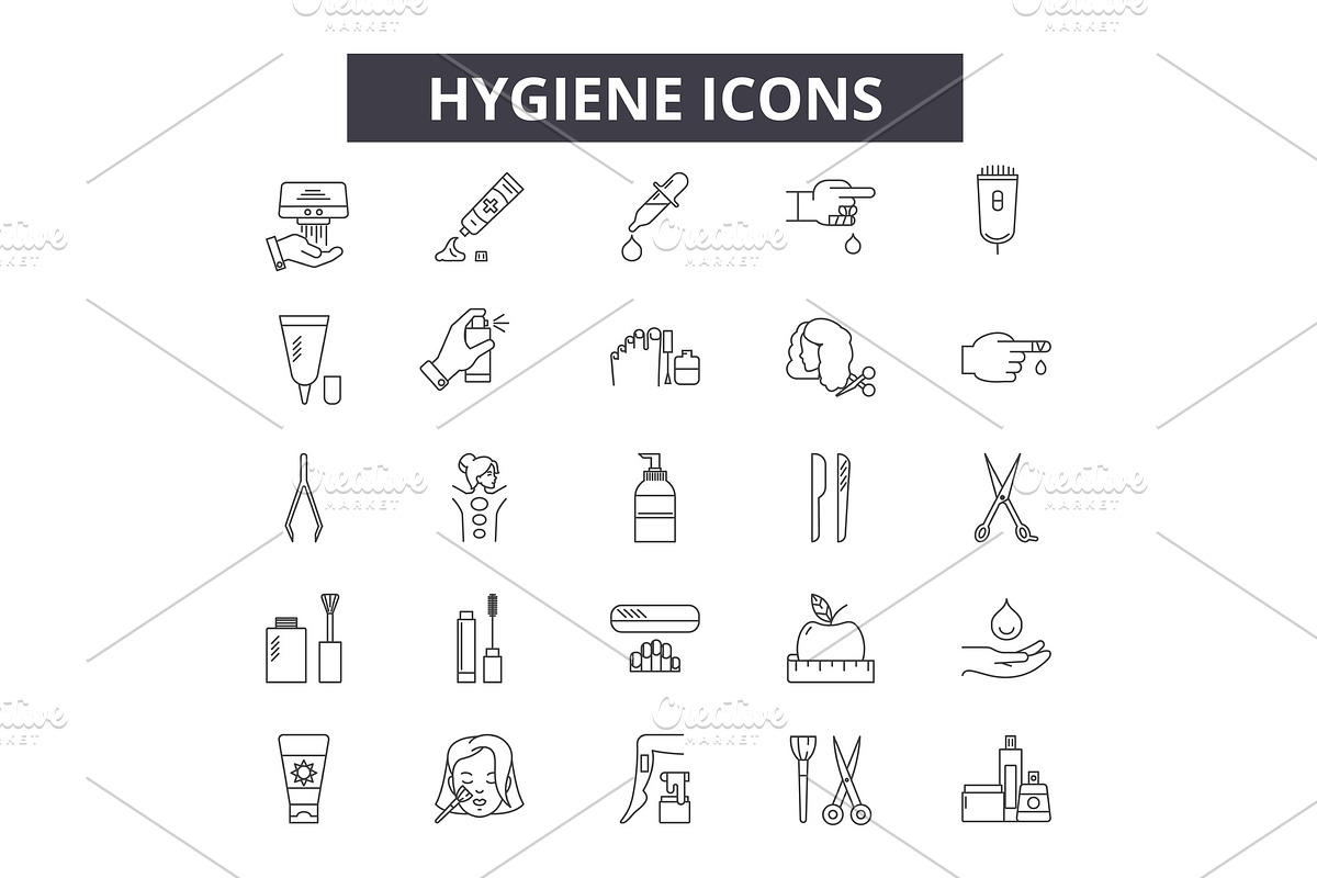 Hygiene line icons for web and in Objects - product preview 8