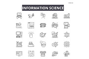 Information science line icons for