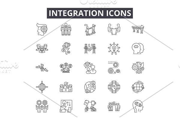 Integration line icons for web and