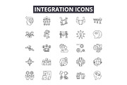 Integration line icons for web and