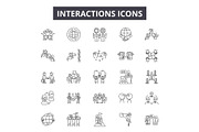Interactions line icons for web and