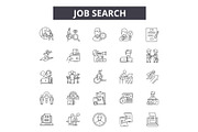 Job search line icons for web and
