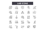 Lab icons line icons for web and