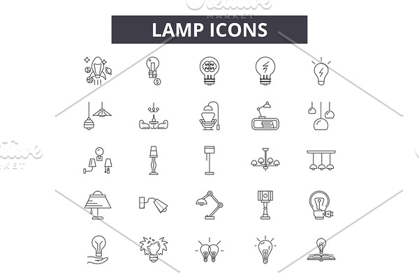 Lamp line icons for web and mobile