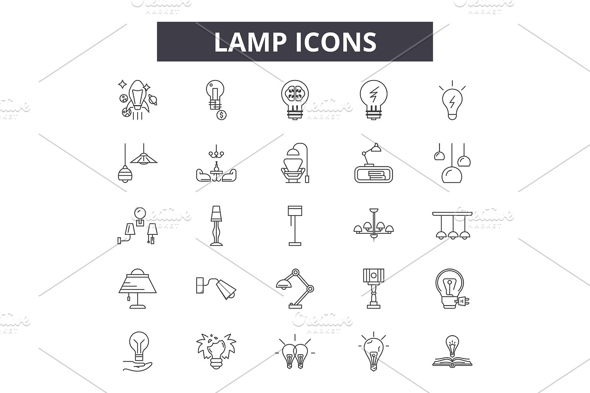 Lamp line icons for web and mobile in Objects - product preview 8