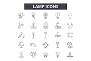 Lamp line icons for web and mobile