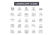 Landscapes line icons for web and