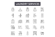 Laundry services line icons for web