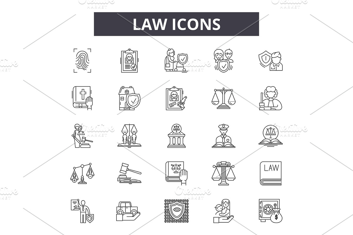 Law icon line icons for web and in Illustrations - product preview 8