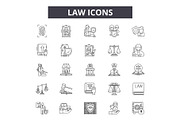 Law icon line icons for web and