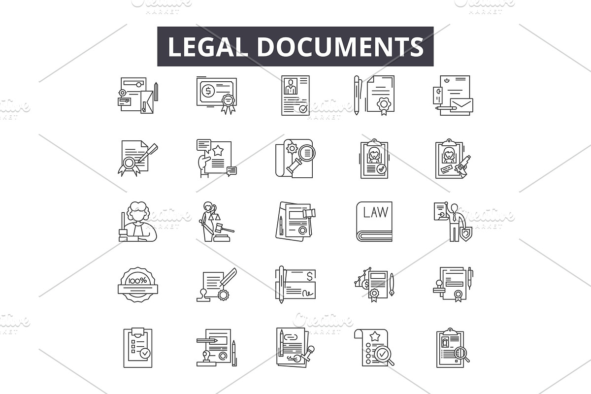 Legal documents line icons for web in Illustrations - product preview 8
