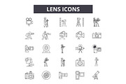 Lens line icons for web and mobile