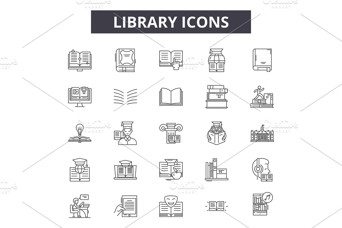 Library line icons for web and in Objects - product preview 8