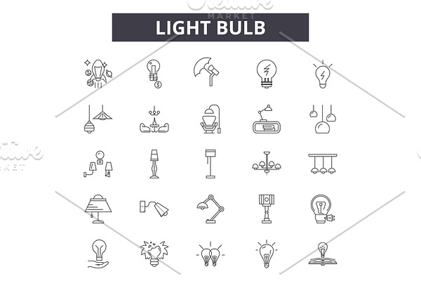 Light bulb line icons for web and