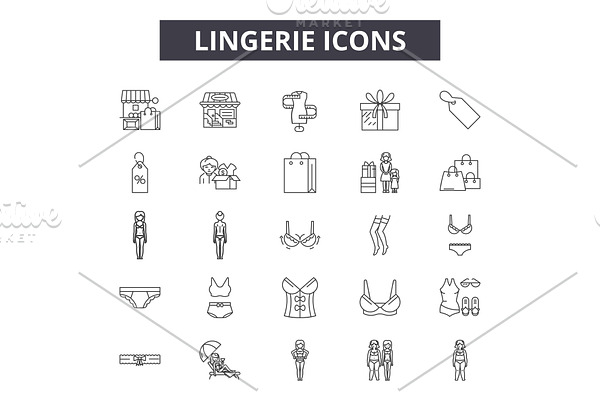 Lingerie line icons for web and