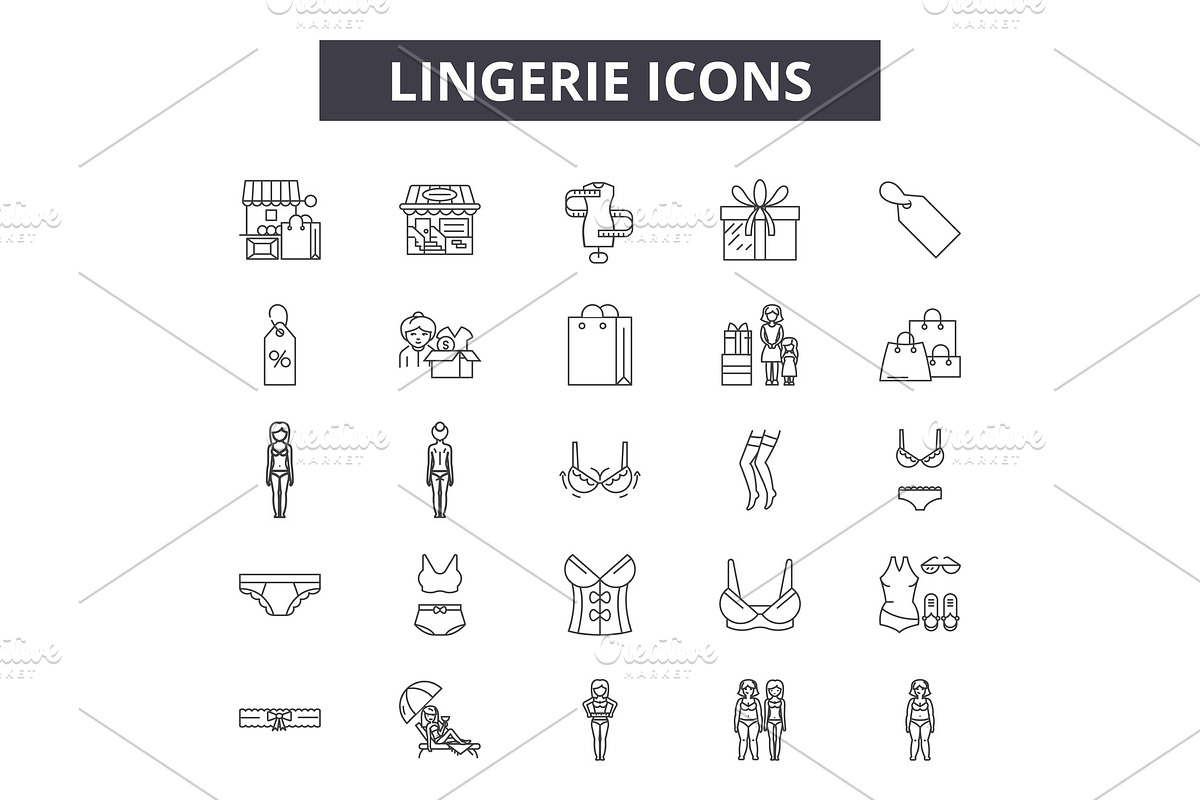 Lingerie line icons for web and in Illustrations - product preview 8