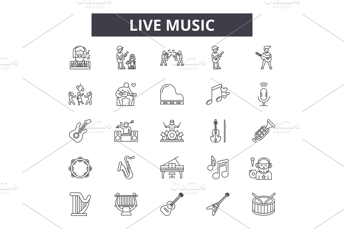 Live music line icons for web and in Textures - product preview 8