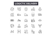 Logistic delivery line icons for web