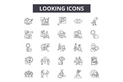 Looking line icons for web and