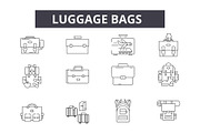 Luggage bags line icons for web and