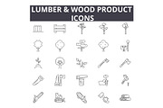 Lumber & wood production line icons