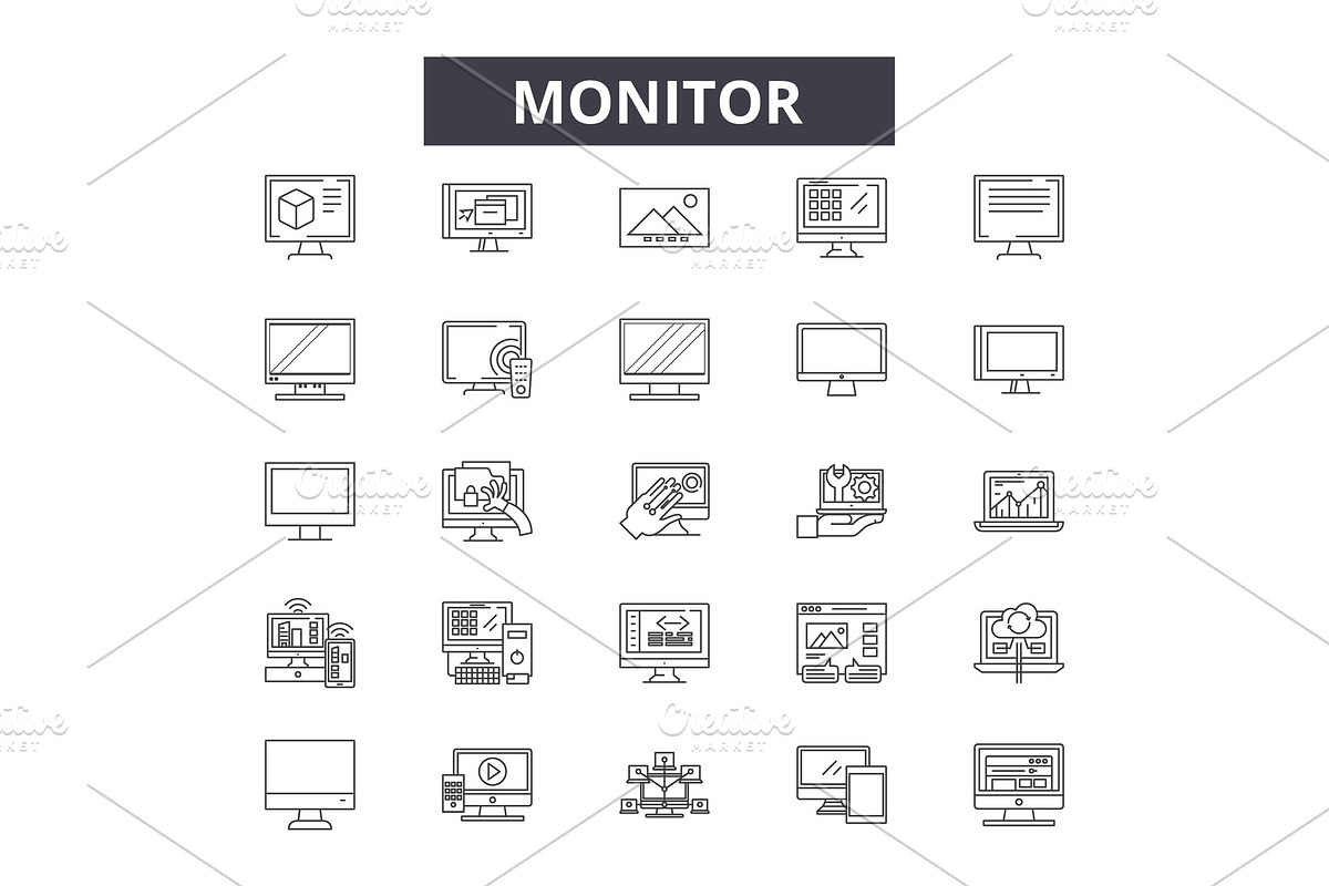 Montior line icons for web and in Illustrations - product preview 8