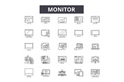 Montior line icons for web and