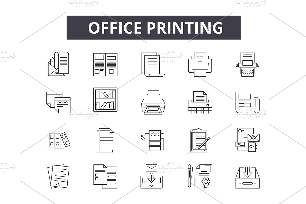 Office printing line icons for web in Illustrations - product preview 8