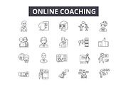 Online coaching line icons for web