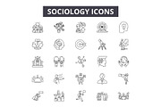 Sociology line icons for web and