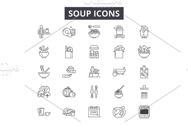 Soup line icons for web and mobile