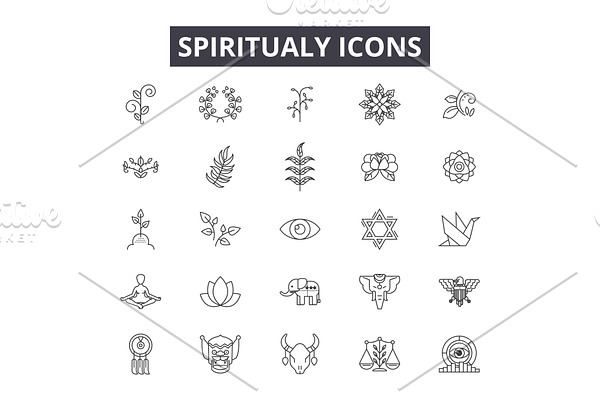 Spiritual line icons for web and
