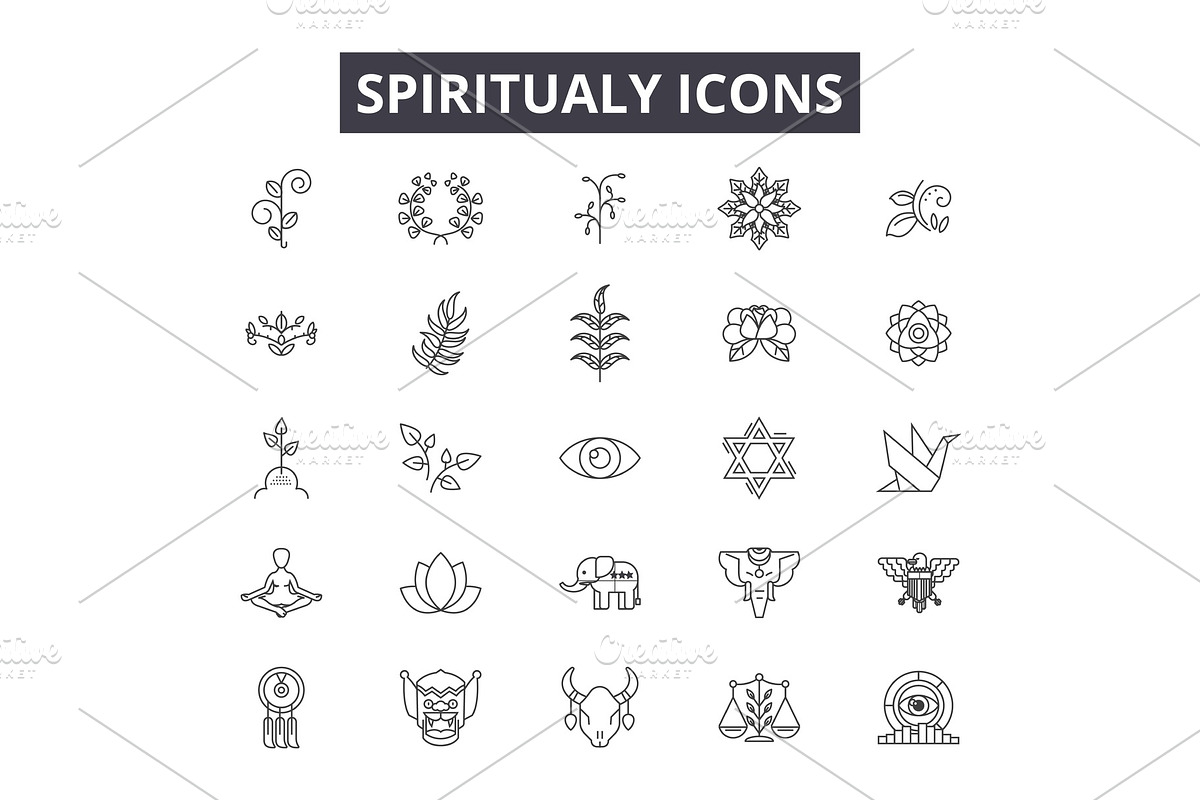 Spiritual line icons for web and in Illustrations - product preview 8