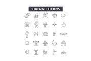 Strength line icons for web and