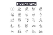 Student line icons for web and