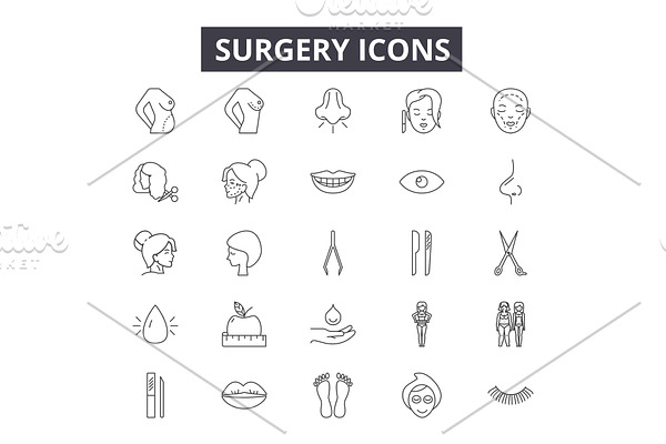 Surgery line icons for web and