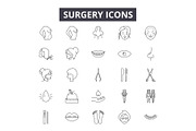 Surgery line icons for web and