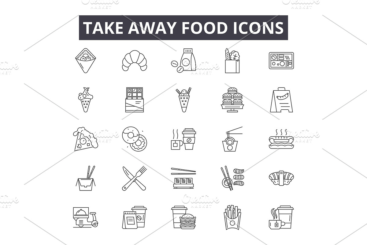 Take away food line icons for web in Illustrations - product preview 8
