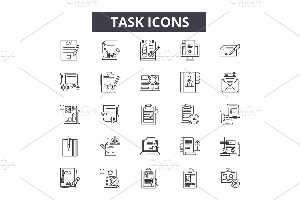 Task line icons for web and mobile in Illustrations - product preview 8