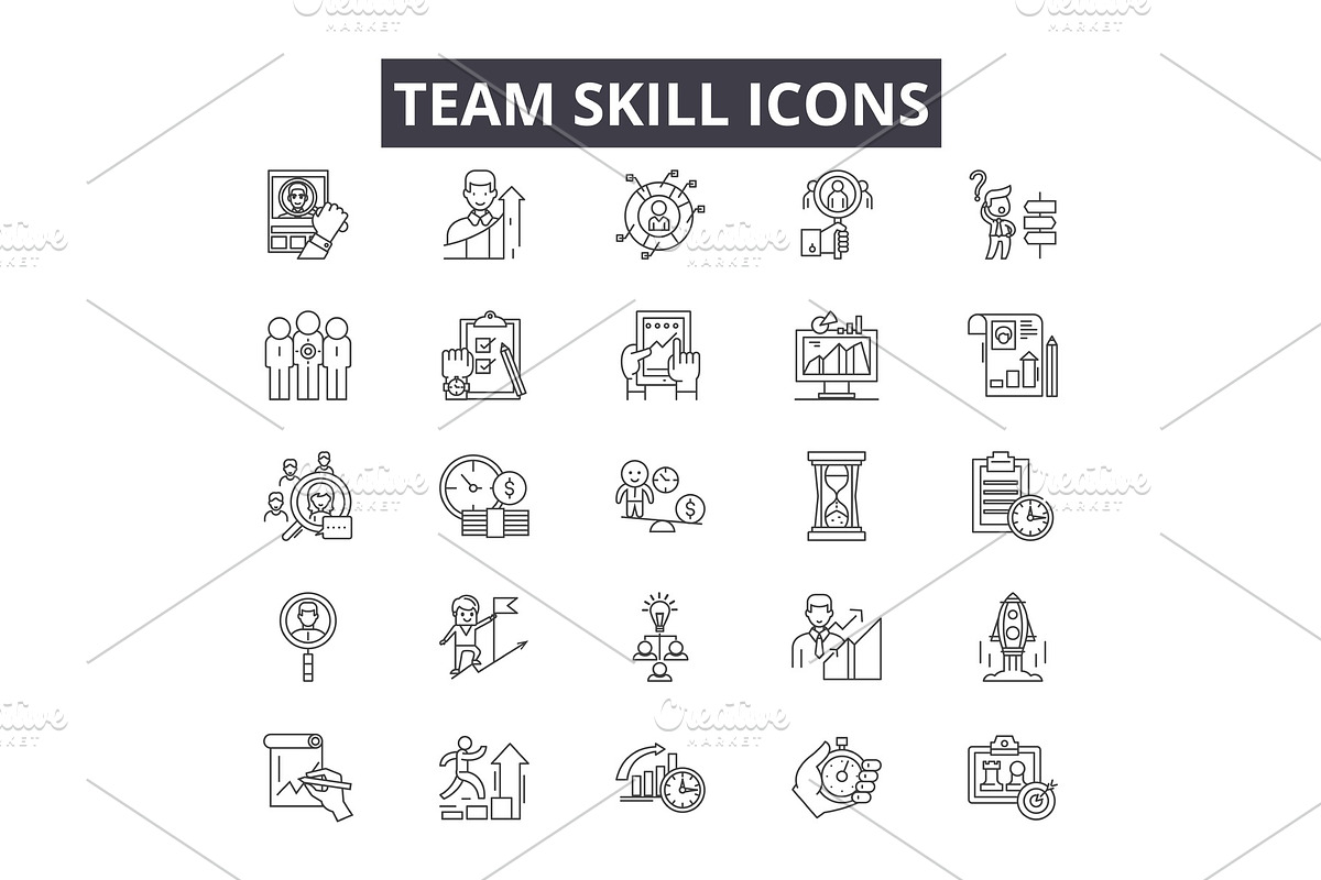 Team skill line icons for web and in Illustrations - product preview 8