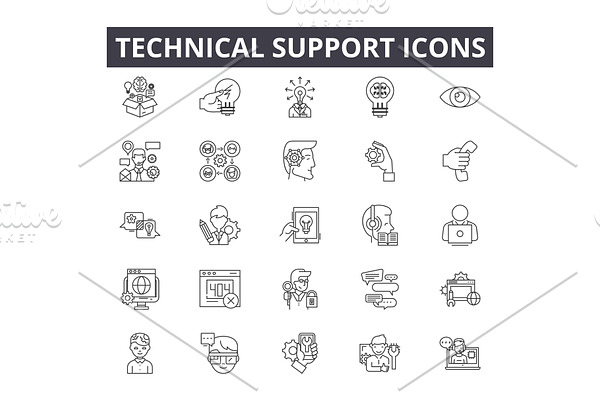 Technical support line icons for web