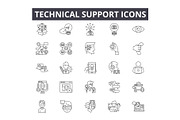 Technical support line icons for web
