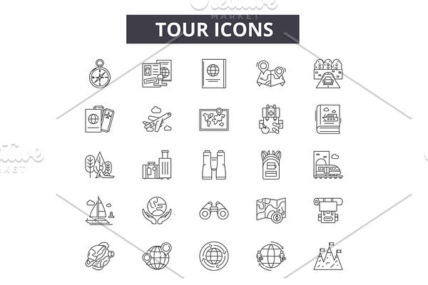 Tour line icons for web and mobile