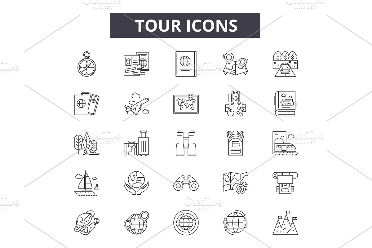 Tour line icons for web and mobile in Objects - product preview 8